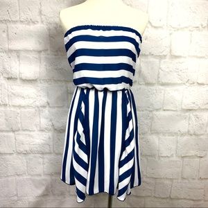 LAST CHANCE Bershka Navy And White Stripe Dress